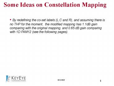 Some Ideas on Constellation Mapping