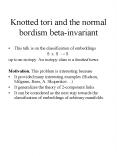 Knotted tori and the normal bordism betainvariant PowerPoint PPT Presentation