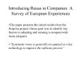 Introducing Reuse in Companies: A Survey of European Experiences PowerPoint PPT Presentation