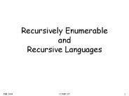 Recursively Enumerable and Recursive Languages
