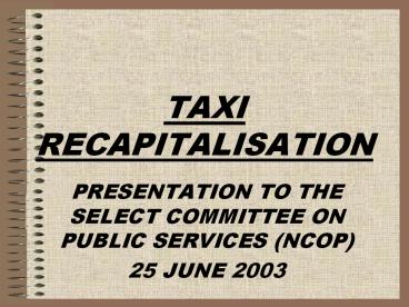 TAXI RECAPITALISATION