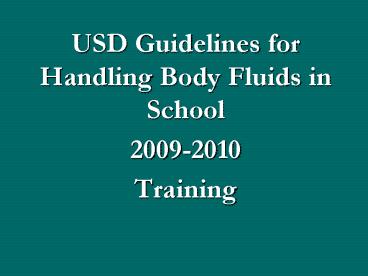 USD Guidelines for Handling Body Fluids in School