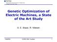 Genetic Optimization of Electric Machines, a State of the Art Study PowerPoint PPT Presentation