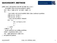 QUICKSORT: METHOD