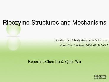 Ribozyme Structures and Mechanisms