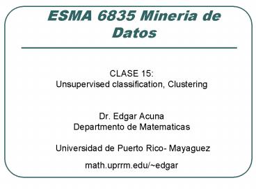 ESMA 6835 Mineria de Datos