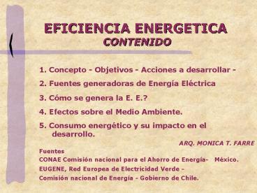 EFICIENCIA ENERGETICA CONTENIDO