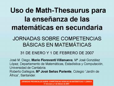 Uso de MathThesaurus para la enseanza de las matemticas en secundaria