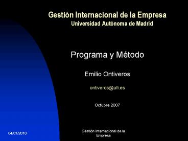 Gestin Internacional de la Empresa Universidad Autnoma de Madrid