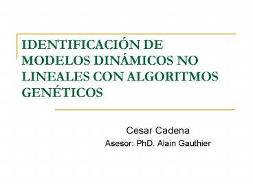 IDENTIFICACIN DE MODELOS DINMICOS NO LINEALES CON ALGORITMOS GENTICOS