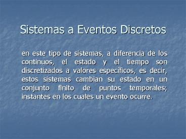 Sistemas a Eventos Discretos