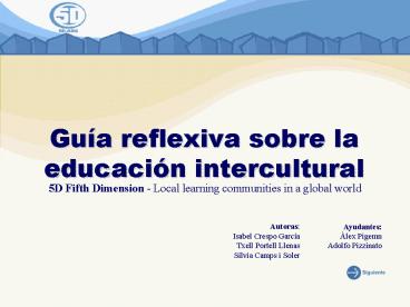 Gua reflexiva sobre la educacin intercultural