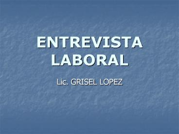 ENTREVISTA LABORAL