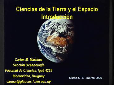 Ciencias de la Tierra y el Espacio Introduccin