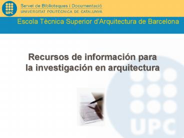 Escola Tcnica Superior dArquitectura de Barcelona