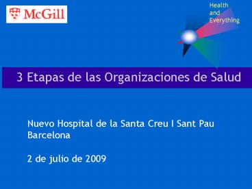 3 Etapas de las Organizaciones de Salud