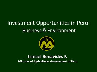 Investment Opportunities in Peru: Business