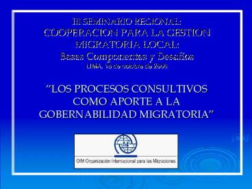 III SEMINARIO REGIONAL: