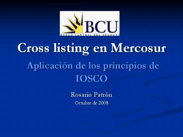 Cross listing en Mercosur Aplicaci