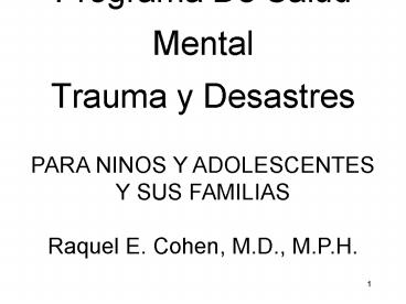 Programa De Salud Mental Trauma y Desastres