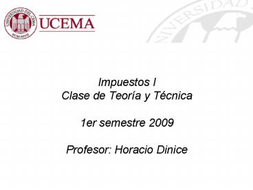 Impuestos I Clase de Teor