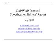 CAPWAP Protocol Specification Editors' Report