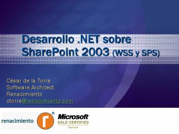 Desarrollo 'NET sobre SharePoint 2003 WSS y SPS