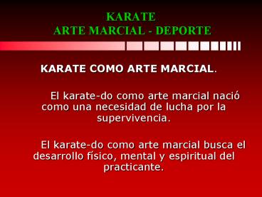 KARATE ARTE MARCIAL - DEPORTE