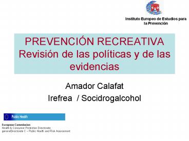 PREVENCIN RECREATIVA Revisin de las polticas y de las evidencias