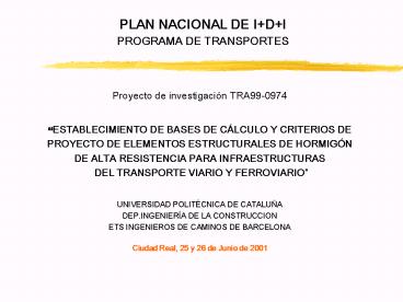 PLAN NACIONAL DE I D I PROGRAMA DE TRANSPORTES