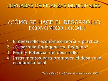 JORNADAS DE FINANZAS MUNICIPALES