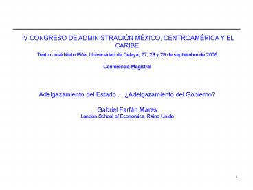 IV CONGRESO DE ADMINISTRACIN MXICO, CENTROAMRICA Y EL CARIBE