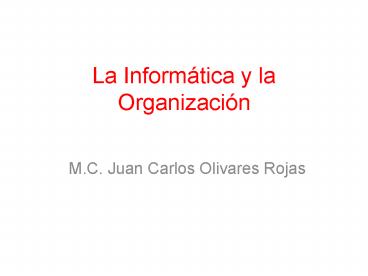 La Informtica y la Organizacin