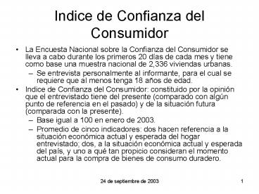 Indice de Confianza del Consumidor