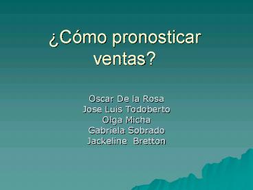 Cmo pronosticar ventas