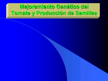 Mejoramiento Gentico del Tomate y Produccin de Semillas