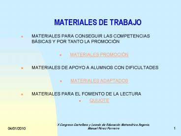 MATERIALES DE TRABAJO