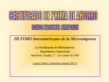 CERTIFICADO DE PRIMA DE AHORRO
