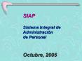 SIAP SIAP Sistema Integral de Administracin de Personal Octubre, 2005 PowerPoint PPT Presentation