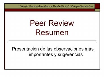 Peer Review Resumen