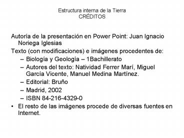 Estructura interna de la Tierra CRDITOS