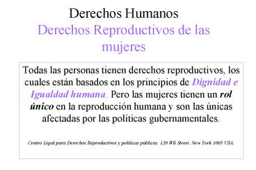 Derechos Humanos Derechos Reproductivos de las mujeres
