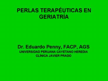 PERLAS TERAPUTICAS EN GERIATRA