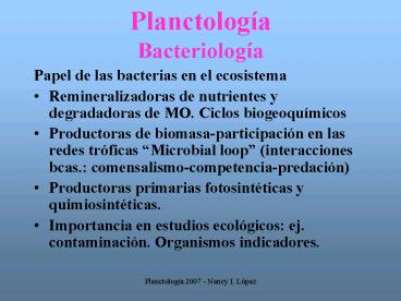 Planctologa Bacteriologa