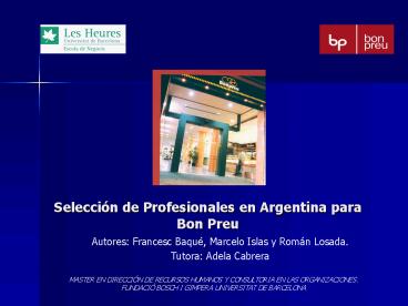 Seleccin de Profesionales en Argentina para Bon Preu
