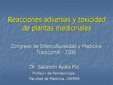 Reacciones adversas y toxicidad de plantas medicinales