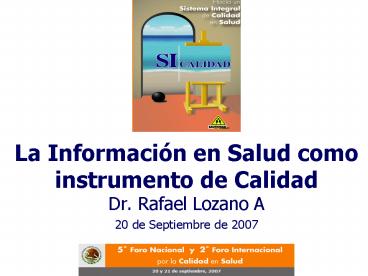 La Informacin en Salud como instrumento de Calidad