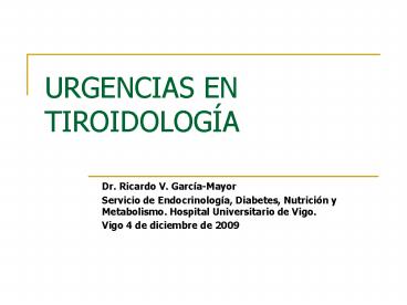 URGENCIAS EN TIROIDOLOGA