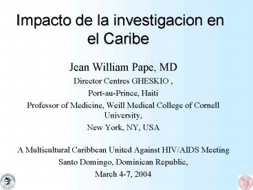 Impacto de la investigacion en el Caribe