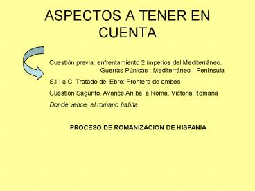 ASPECTOS A TENER EN CUENTA